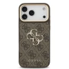 Guess PU Leather 4G Metal Logo Gold Frame Zadni Kryt pro iPhone 18 Pro Max Brown