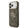 Guess PU Leather 4G Metal Logo Gold Frame Zadni Kryt pro iPhone 18 Pro Max Brown