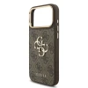 Guess PU Leather 4G Metal Logo Gold Frame Zadni Kryt pro iPhone 18 Pro Max Brown