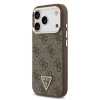Guess PU Leather 4G Strass Triangle Logo Gold Frame MagSafe Zadni Kryt pro iPhone 18 Pro Brown