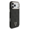 Guess PU Leather 4G Strass Triangle Logo Gold Frame MagSafe Zadni Kryt pro iPhone 18 Pro Max Black