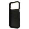 Guess PU Leather 4G Strass Triangle Logo Gold Frame MagSafe Zadni Kryt pro iPhone 18 Pro Max Black