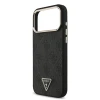 Guess PU Leather 4G Strass Triangle Logo Gold Frame MagSafe Zadni Kryt pro iPhone 18 Pro Max Black