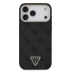 Guess PU Leather 4G Strass Triangle Logo Gold Frame MagSafe Zadni Kryt pro iPhone 18 Pro Max Black