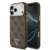 Guess PU Leather 4G Strass Triangle Logo Gold Frame MagSafe Zadni Kryt pro iPhone 18 Pro Max Brown