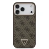 Guess PU Leather 4G Strass Triangle Logo Gold Frame MagSafe Zadni Kryt pro iPhone 18 Pro Max Brown