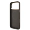 Guess PU Leather 4G Strass Triangle Logo Gold Frame MagSafe Zadni Kryt pro iPhone 18 Pro Max Brown