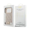 Guess PU Leather 4G Strass Triangle Logo Gold Frame MagSafe Zadni Kryt pro iPhone 18 Pro Max Pink