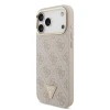 Guess PU Leather 4G Strass Triangle Logo Gold Frame MagSafe Zadni Kryt pro iPhone 18 Pro Max Pink