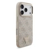 Guess PU Leather 4G Strass Triangle Logo Gold Frame MagSafe Zadni Kryt pro iPhone 18 Pro Pink