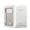 Guess PU Leather 4G Strass Triangle Logo Gold Frame MagSafe Zadni Kryt pro iPhone 18 Pro Pink