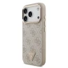 Guess PU Leather 4G Strass Triangle Logo Gold Frame MagSafe Zadni Kryt pro iPhone 18 Pro Pink