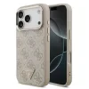 Guess PU Leather 4G Strass Triangle Logo Gold Frame MagSafe Zadni Kryt pro iPhone 18 Pro Pink