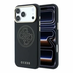 Guess PU Semi Wrap Perforated 4G Logo MagSafe Zadni Kryt pro iPhone 18 Pro Max Black