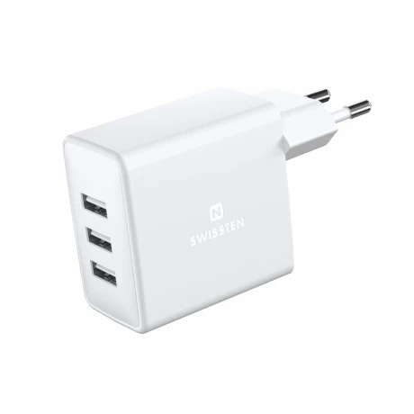 SWISSTEN TRAVEL CHARGER WITH 3x USB 3A 15W WHITE