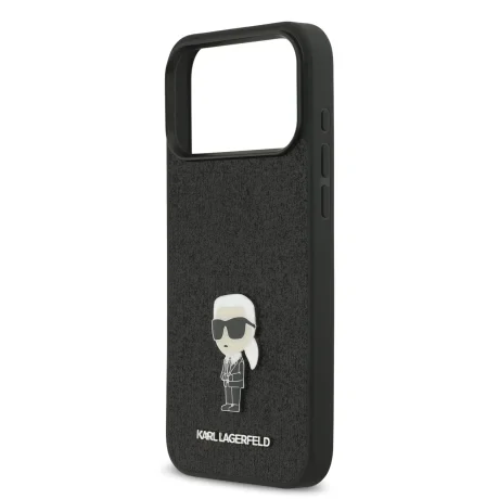 Karl Lagerfeld Fixed Glitter Metal Ikonik Zadni Kryt pro iPhone 17 Pro Max Black