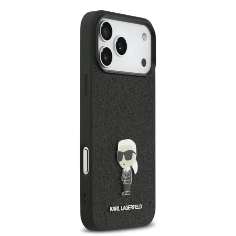 Karl Lagerfeld Fixed Glitter Metal Ikonik Zadni Kryt pro iPhone 17 Pro Max Black