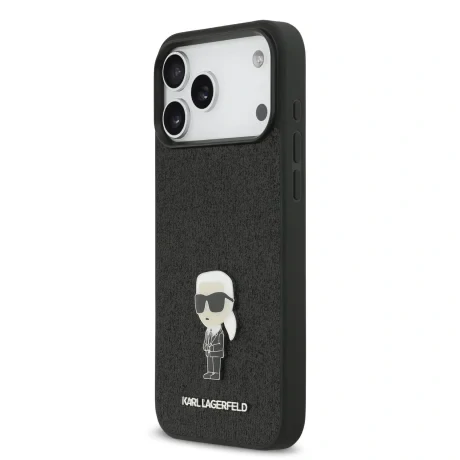 Karl Lagerfeld Fixed Glitter Metal Ikonik Zadni Kryt pro iPhone 17 Pro Max Black