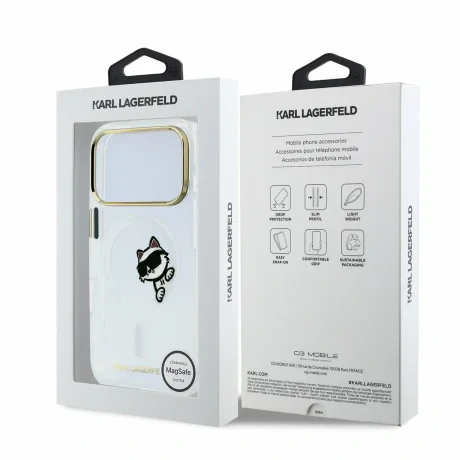 Karl Lagerfeld IML Choupette Peekaboo Magsafe Zadni Kryt pro iPhone 18 Pro Transparent