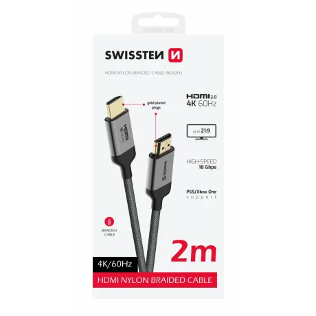 SWISSTEN CABLE HDMI TO HDMI 4K 60Hz 2.0 M NYLON