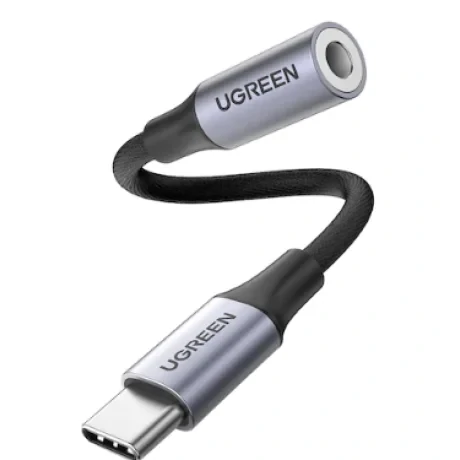 Cablu adaptor Ugreen AV142 USB Type-C(T) to Jack 3.5mm(M) 10cm gri thumb