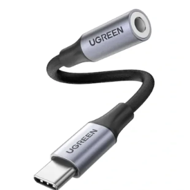 Cablu adaptor Ugreen AV142 USB Type-C(T) to Jack 3.5mm(M) 10cm gri