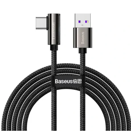 Cablu Alimentare si Date Baseus Legend Elbow Fast Charging USB la USB Type-C 66W braided 2m Negru thumb