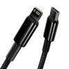 Cablu Alimentare si Date Baseus Tungsten Gold Fast Charging USB Type-C la Lightning Iphone 20W braided 1m Negru