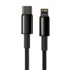 Cablu Alimentare si Date Baseus Tungsten Gold Fast Charging USB Type-C la Lightning Iphone 20W braided 1m Negru