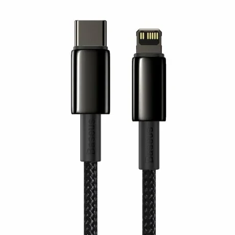 Cablu Alimentare si Date Baseus Tungsten Gold Fast Charging USB Type-C la Lightning Iphone 20W braided 1m Negru