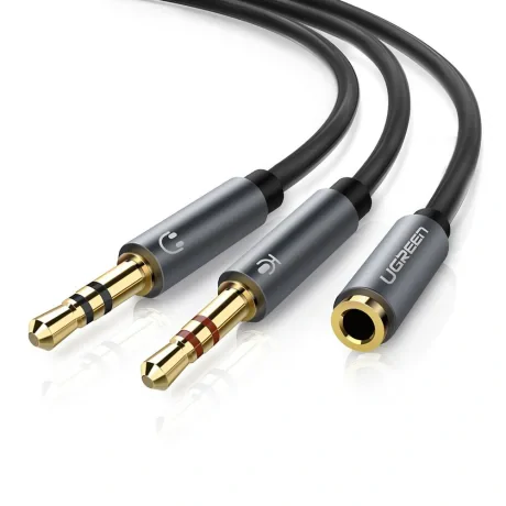 Cablu Audio Splitter Dual Jack 3.5mm Ugreen 0.3m Negru thumb
