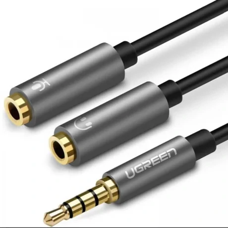 Cablu audio Ugreen AV141 stereo 3.5 mm jack (T) la 2 x 3.5 mm jack (M) 0.20m negru thumb