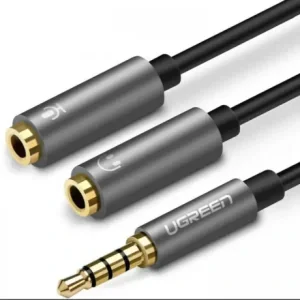 Cablu audio Ugreen AV141 stereo 3.5 mm jack (T) la 2 x 3.5 mm jack (M) 0.20m negru