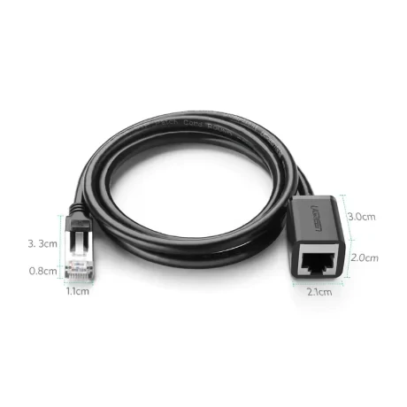 Cablu retea UTP prelungitor Ugreen NW112 Cat6 RJ-45 (T) la RJ-45 (M) 2m negru thumb