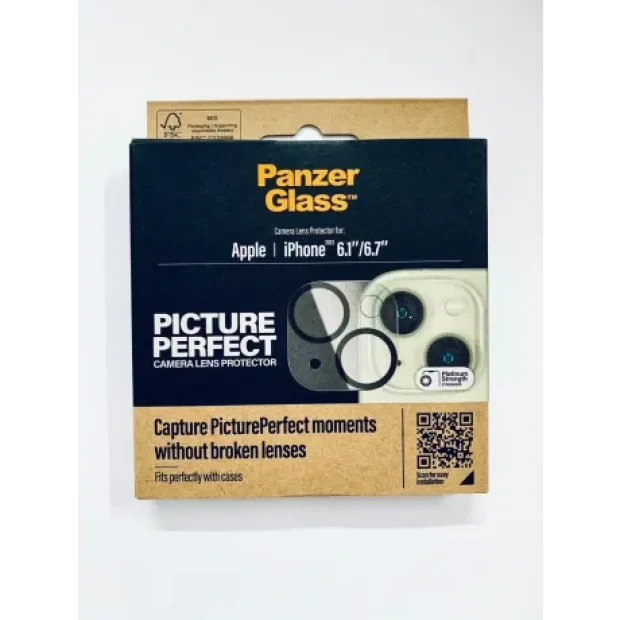 Folie Protectie Sticla Camera Panzer pentru iPhone 15/15 Plus Negru