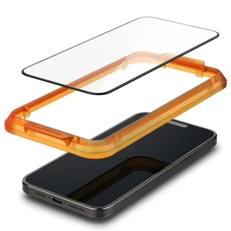 Folie Spigen Glass tR AlignMaster 2 Pack, FC pentru iPhone 15 Pro Black thumb