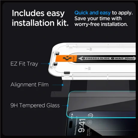 Folie sticla Spigen tR EZ Fit 2 Pack pentru iPhone 15 Pro Max, Transparent thumb
