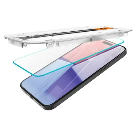 Folie sticla Spigen tR EZ Fit 2 Pack pentru iPhone 15 Pro Max, Transparent