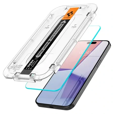 Folie sticla Spigen tR EZ Fit 2 Pack pentru iPhone 15 Pro Max, Transparent