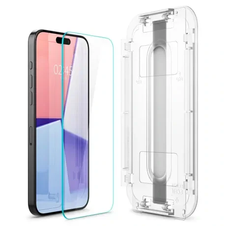 Folie sticla Spigen tR EZ Fit 2 Pack pentru iPhone 15 Pro Max, Transparent