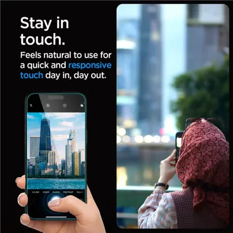 Folie sticla Spigen tR EZ Fit 2 Pack pentru iPhone 15 Pro Max, Transparent