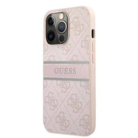 GUHCP13L4GDPI Guess PU 4G Printed Stripe Zadni Kryt pro iPhone 13 Pro Pink
