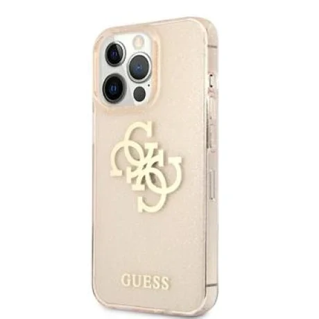 GUHCP13LPCUGL4GGO Guess TPU Big 4G Full Glitter Zadni Kryt pro iPhone 13 Pro Gold