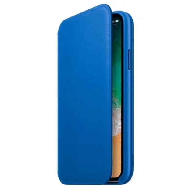 Husa Book Apple Folio Leather pentru iPhone X Blue