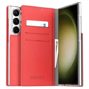 Husa Book Araree Mustang Handmade pentru Samsung Galaxy S23 Ultra Red