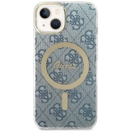 Husa Cover Guess 4G Print Magsafe + Wireless Charger pentru iPhone 14 Plus Blue thumb