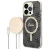 Husa Cover Guess 4G Print Magsafe + Wireless Charger pentru iPhone 14 Pro Black