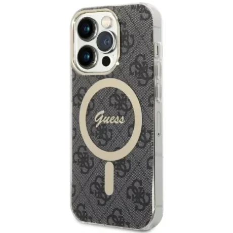 Husa Cover Guess 4G Print Magsafe + Wireless Charger pentru iPhone 14 Pro Black