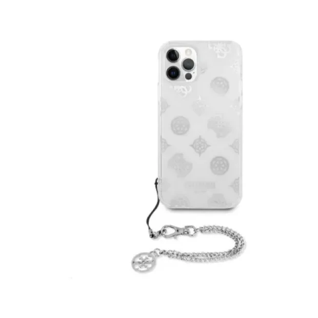 Husa Cover Guess Chain Peony pentru iPhone 12 Pro Max Silver