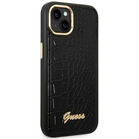 Husa Cover Guess Croco Metal camera pentru iPhone 14 Plus Black
